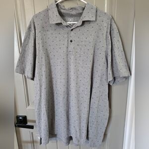 George Mens 2xl Gray Polo Shirt Short Sleeve With Blue Stars